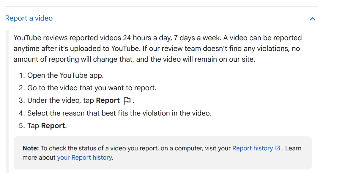 Screenshot Youtube Reporting